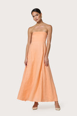 Talia Pintuck Linen Maxi Dress in Sorbet