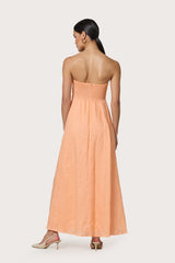 Talia Pintuck Linen Maxi Dress in Sorbet