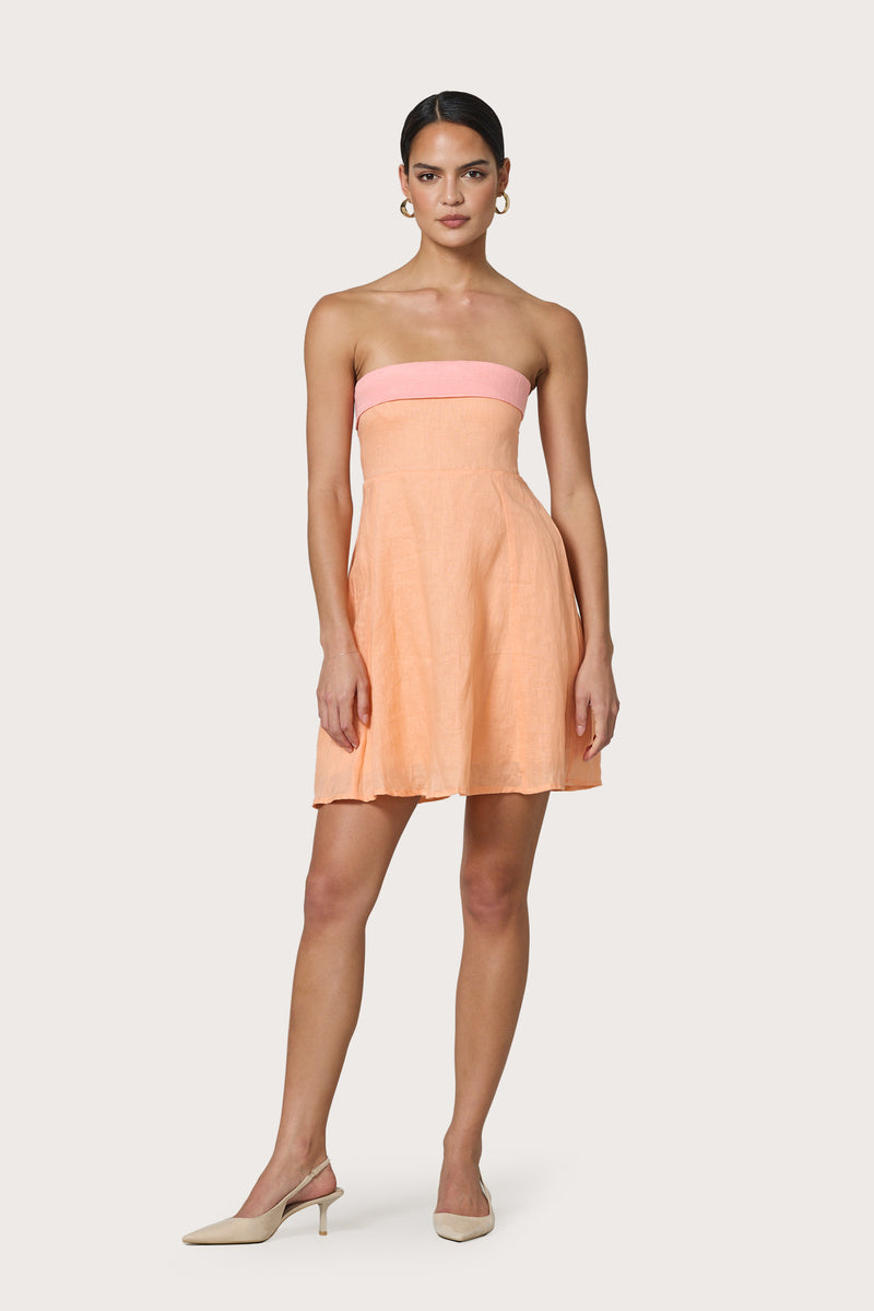 Alora Mini Linen Dress in Sorbet  Lusana