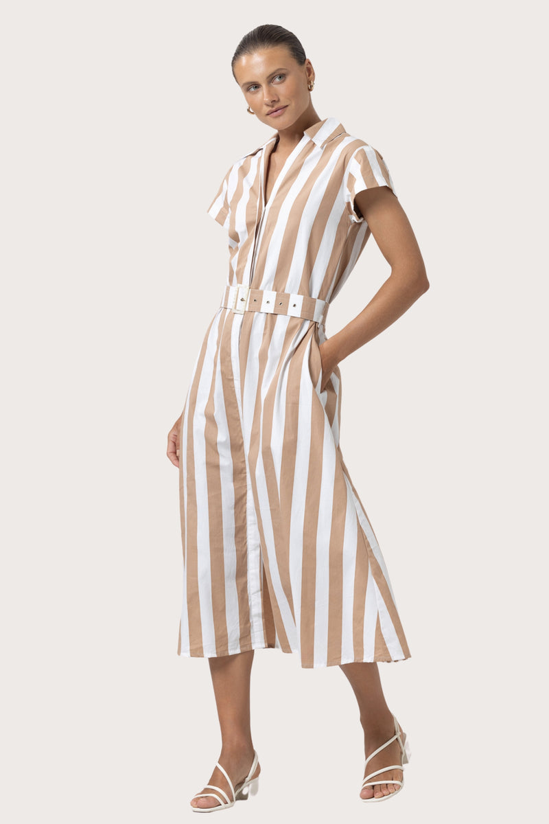 Cindy Poplin Dress in Halo Stripe