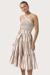 Arlen Belted Poplin Maxi Dress in Halo Stripe