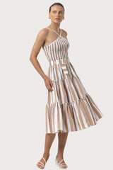 Arlen Belted Poplin Maxi Dress in Halo Stripe