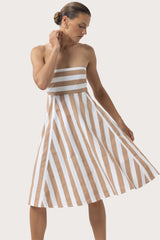 Taylor Strapless Poplin Dress in Halo Stripe