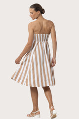 Taylor Strapless Poplin Dress in Halo Stripe