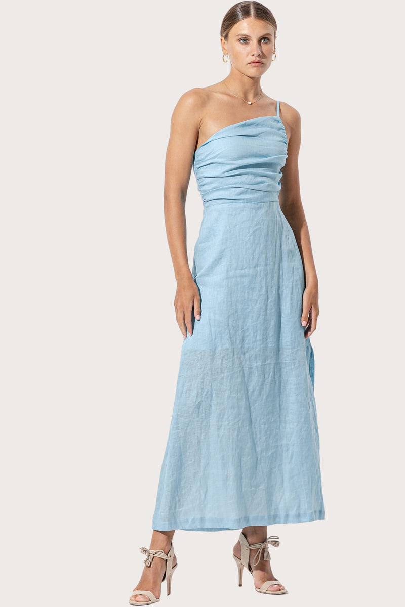 Poppy Linen Maxi Dress in Glacial