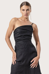 Poppy Linen Maxi Dress in Black
