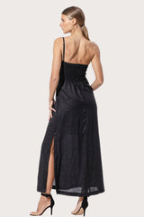 Poppy Linen Maxi Dress in Black