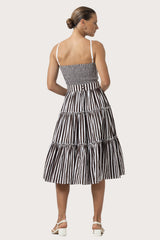 Arlen Belted Poplin Dress in Pencil Stripe