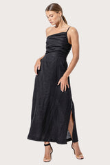 Poppy Linen Maxi Dress in Black
