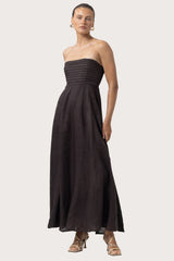 Talia Linen Maxi Dress in Coffee