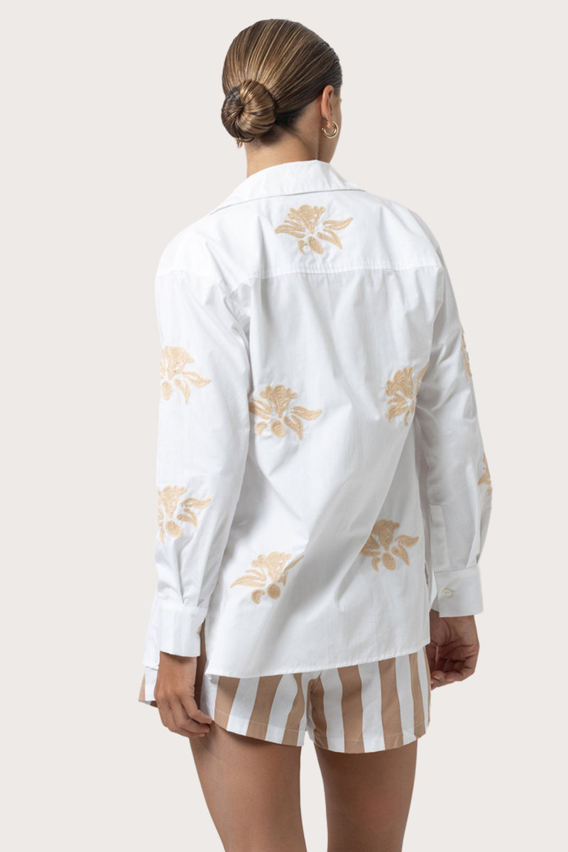 Jayce Poplin Shirt in Orchid Embroidery