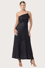 Poppy Linen Maxi Dress in Black