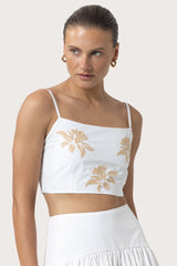 Oliver Poplin Top in Orchid Embroidery