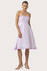 Juliette Strapless Linen Midi Dress in Lilac