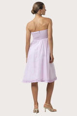 Juliette Strapless Linen Midi Dress in Lilac