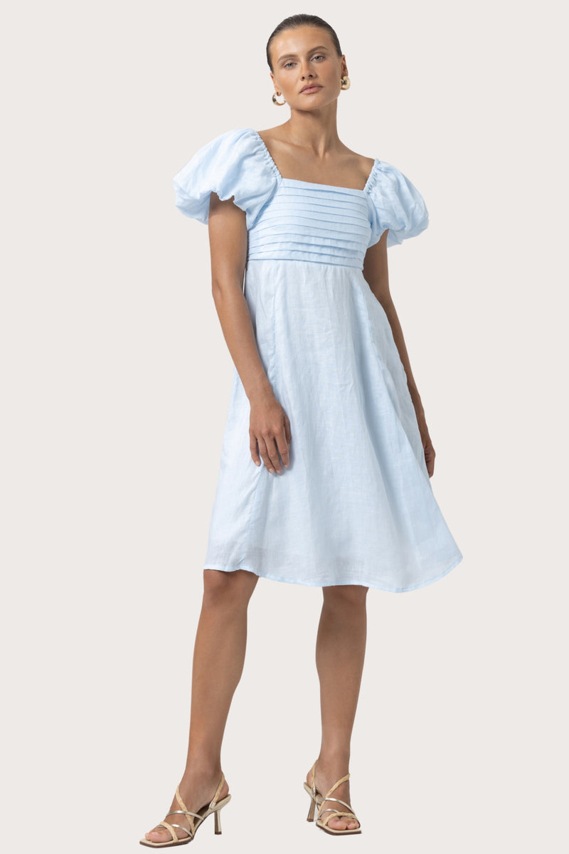 Ayla Linen Dress in Powder