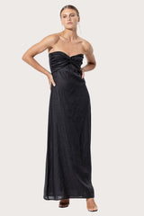 Melody Linen Maxi Dress in Black