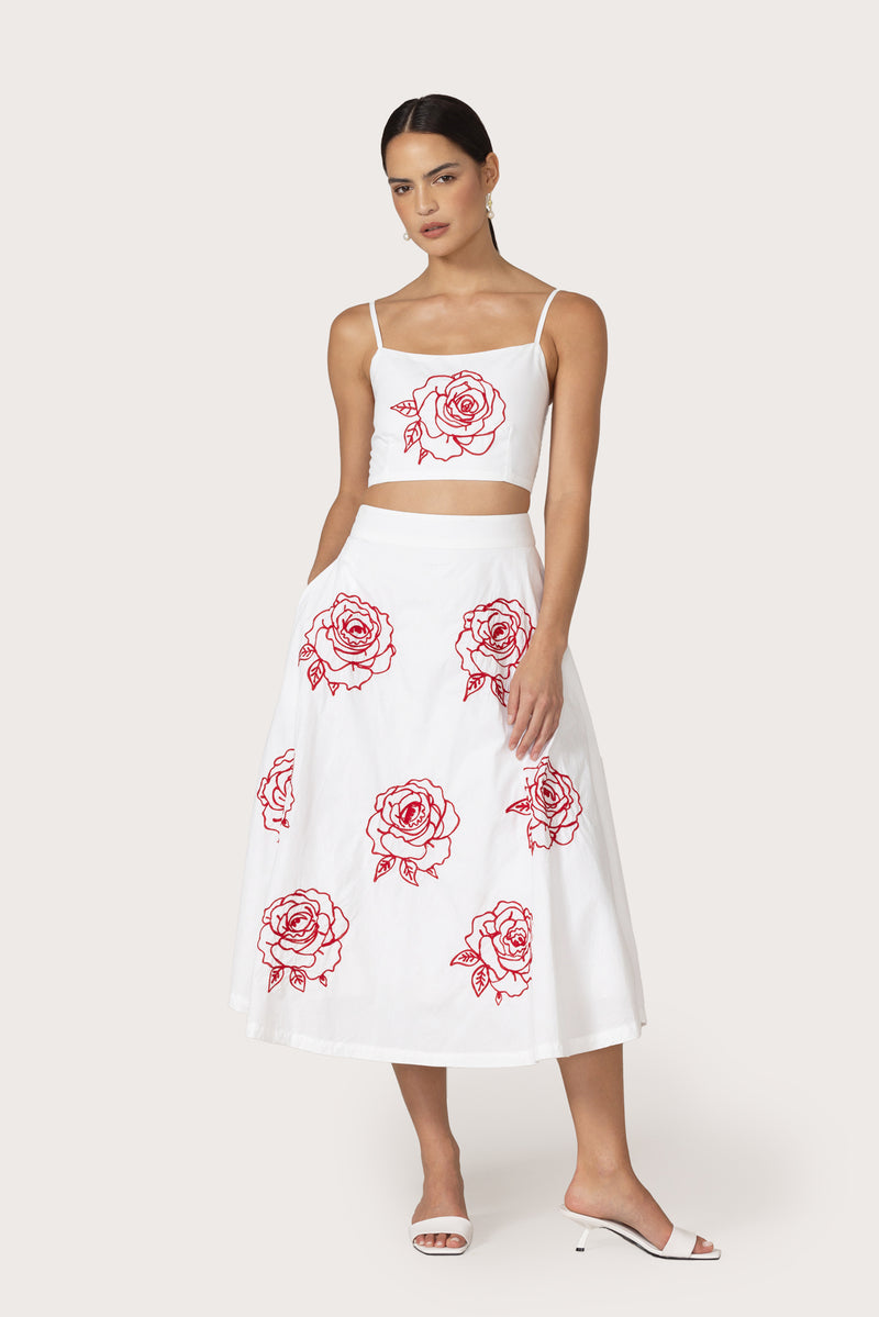 Nova Poplin Skirt in Cleo Embroidery