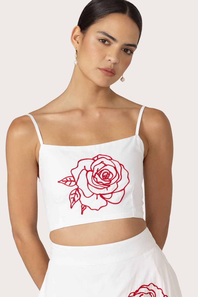 Oliver Poplin Top in Cleo Embroidery