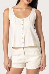 Gaya Linen Top in Almond