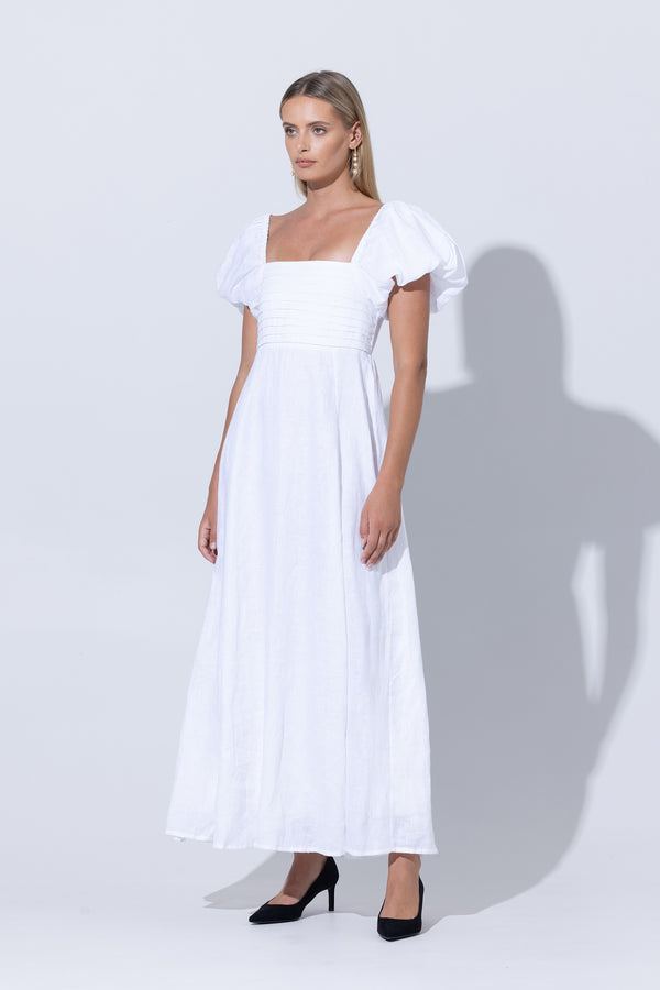 Amy Maxi Linen Dress White