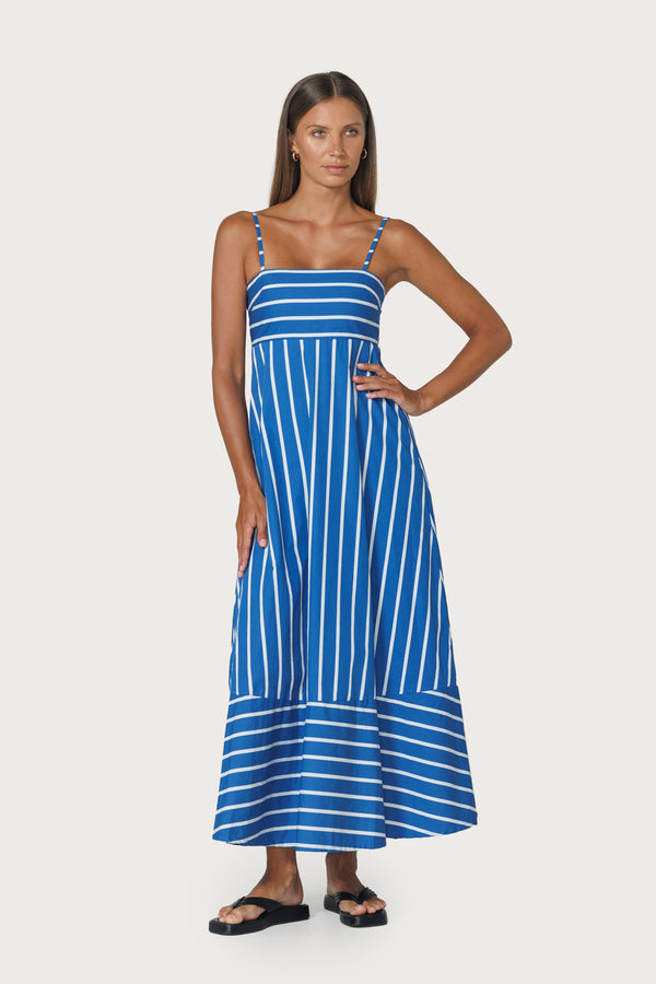 Tashi Poplin Dress in Vacay Stripe