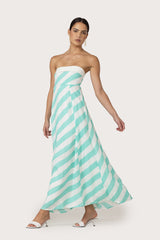 Alora Maxi Linen Dress in Tropical Stripe