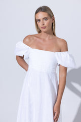 Amy Maxi Linen Dress White