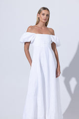 Amy Maxi Linen Dress White