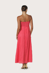 Talia Pintuck Linen Maxi Dress in Melon