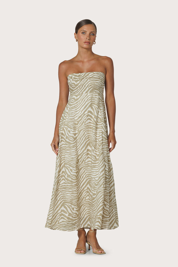 Alora Linen Dress in Macan