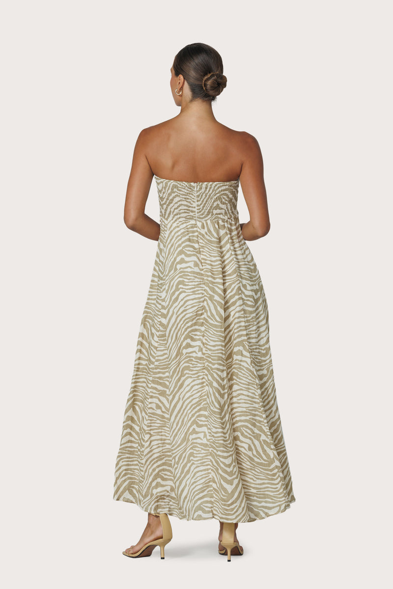 Alora Linen Dress in Macan