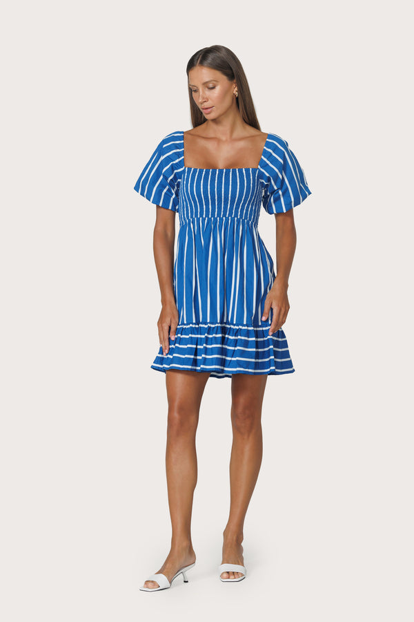 Nina Poplin Dress in Vacay Stripe
