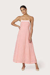 Nyla Maxi Linen Dress in Rose