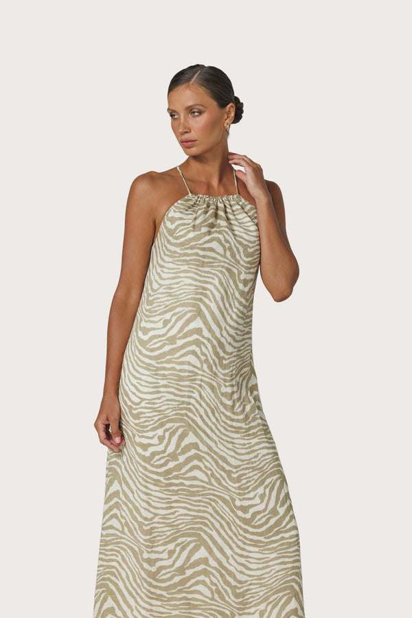 Maxine Linen Dress in Macan