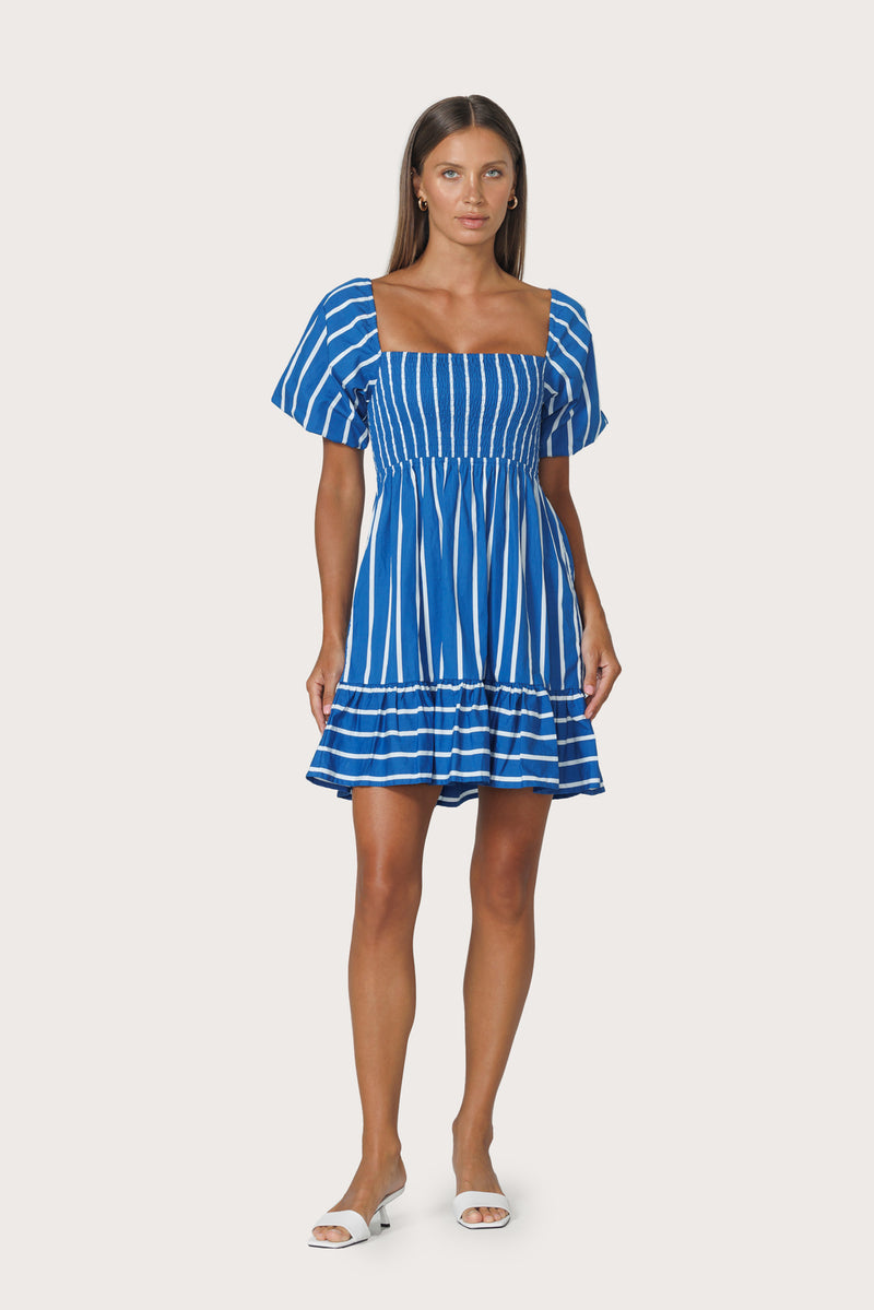 Nina Poplin Dress in Vacay Stripe