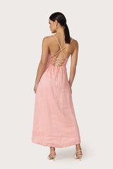 Nyla Maxi Linen Dress in Rose