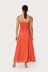 Selina Maxi Linen Dress in Salsa