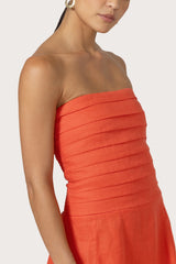 Selina Maxi Linen Dress in Salsa