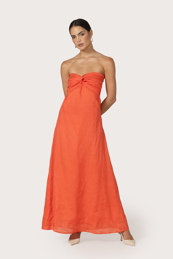 Melody Maxi Linen Dress in Salsa