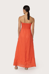 Melody Maxi Linen Dress in Salsa