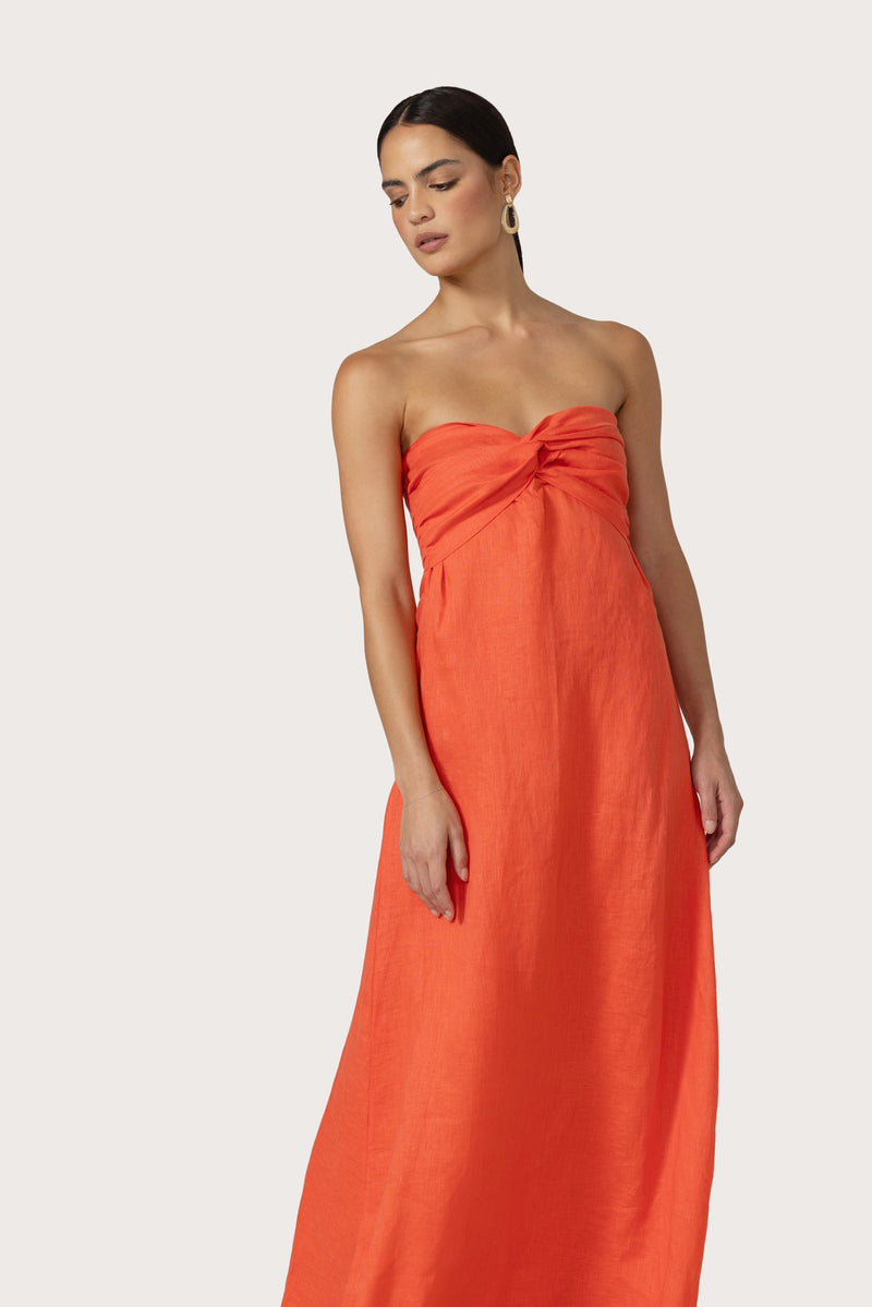 Melody Maxi Linen Dress in Salsa