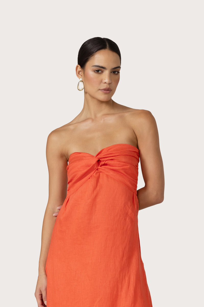 Melody Maxi Linen Dress in Salsa