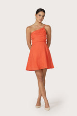 Poppy Mini Linen Dress in Salsa