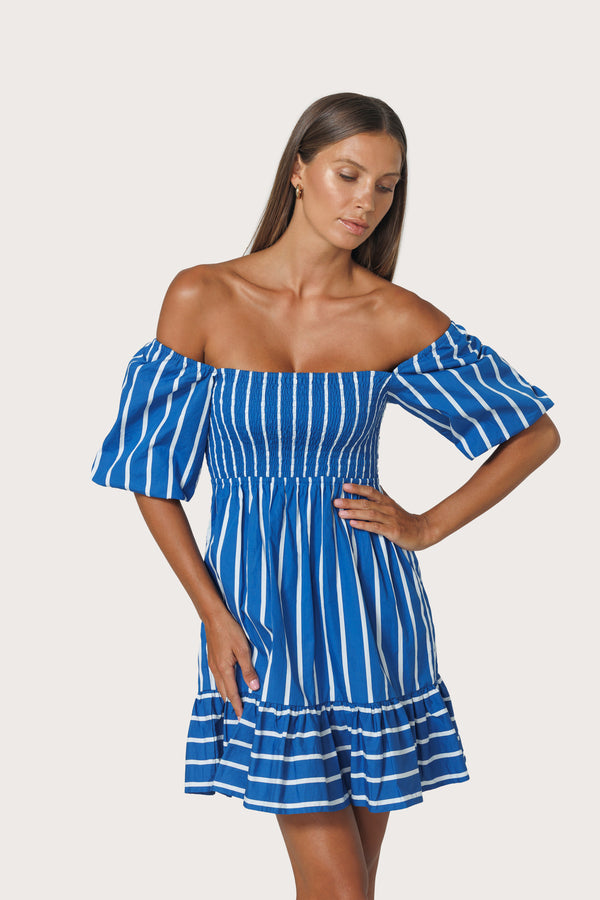 Nina Poplin Dress in Vacay Stripe