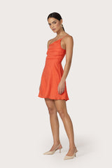 Poppy Mini Linen Dress in Salsa