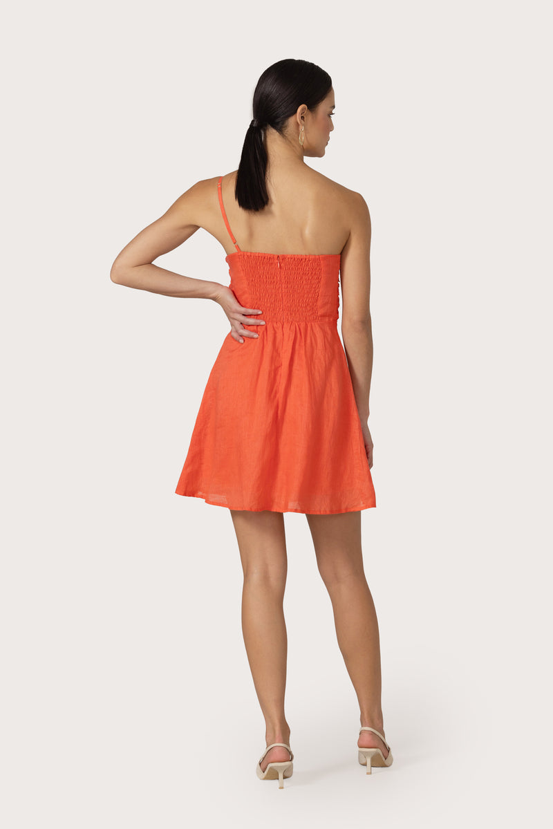 Poppy Mini Linen Dress in Salsa