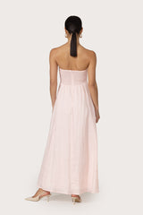 Talia Linen Pintuck Maxi Dress in Petal