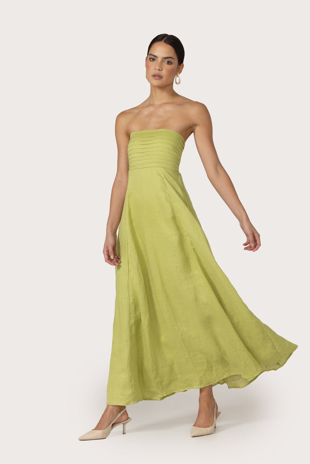 chinese dress ladies Talia Linen Pintuck Maxi Dress in Coffee  Lusana