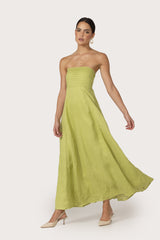 Talia Linen Pintuck Maxi Dress in Sage